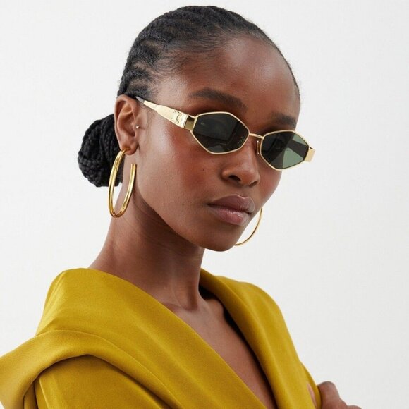 Celine TRIOMPHE Men Sunglasses Gold Green CL40254U 30N NEW AUTHENTIC - Picture 10 of 14